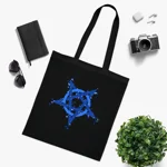 Blue Inverted Spotted Pentagram Cotton Shopping Tote Bag