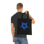 Blue Inverted Spotted Pentagram Cotton Shopping Tote Bag