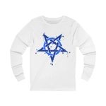 Blue Inverted Spotted Pentagram Long Sleeve T-Shirt