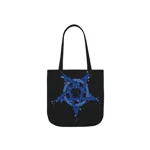 Blue Inverted Spotted Pentagram Shoulder Tote Bag