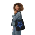 Blue Inverted Spotted Pentagram Shoulder Tote Bag