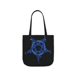 Blue Inverted Spotted Pentagram Shoulder Tote Bag