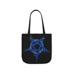 Blue Inverted Spotted Pentagram Shoulder Tote Bag