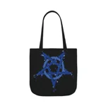 Blue Inverted Spotted Pentagram Shoulder Tote Bag