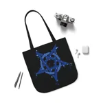 Blue Inverted Spotted Pentagram Shoulder Tote Bag