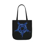 Blue Inverted Spotted Pentagram Shoulder Tote Bag