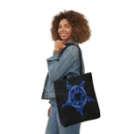Blue Inverted Spotted Pentagram Shoulder Tote Bag