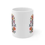 Blue Sugar Skull With Bright Flowers Coffee Mug