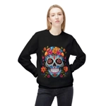 Blue Sugar Skull With Bright Flowers Sweatshirt