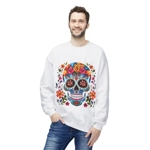 Blue Sugar Skull With Bright Flowers Sweatshirt
