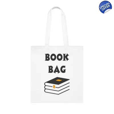 Book Bag With Books Quote Design Cotton Shopping Tote Bag
