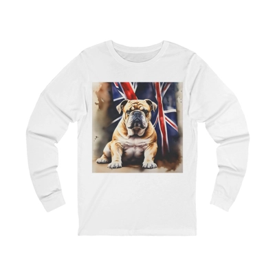 British Bulldog and Union Jack Flag Long Sleeve T-Shirt