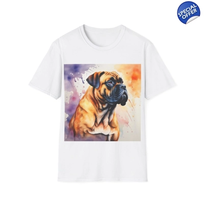 Bullmastiff Dog Cute Watercolour T-Shirt