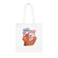Bunny Rabbit in an Easter Basket Cotton Shopping Tote Bag