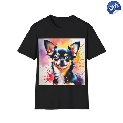 Chihuahua Black Dog Cute Watercolour T-Shirt Chihuahua Black Dog Cute Watercolour T-Shirt
