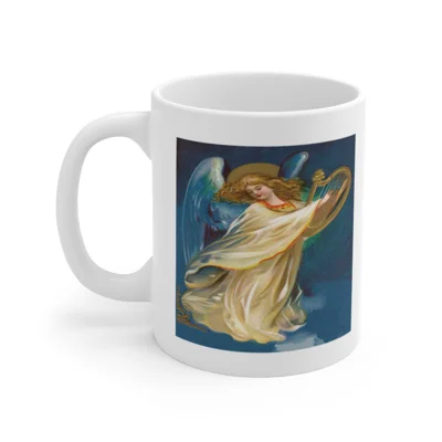 Christmas Angel and Gold Harp Coffee Mug