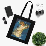 Christmas Angel and Gold Harp Cotton Shopping Tote Bag