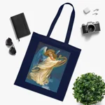 Christmas Angel and Gold Harp Cotton Shopping Tote Bag
