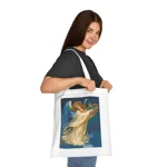 Christmas Angel and Gold Harp Cotton Shopping Tote Bag