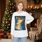 Christmas Angel and Gold Harp Long Sleeve T-Shirt