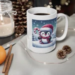Christmas Candy Cane Penguin Coffee Mug