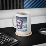 Christmas Candy Cane Penguin Coffee Mug