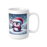 Christmas Candy Cane Penguin Coffee Mug