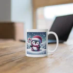 Christmas Candy Cane Penguin Coffee Mug