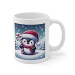 Christmas Candy Cane Penguin Coffee Mug