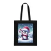 Christmas Candy Cane Penguin Cotton Shopping Tote Bag