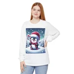 Christmas Candy Cane Penguin Long Sleeve T-Shirt