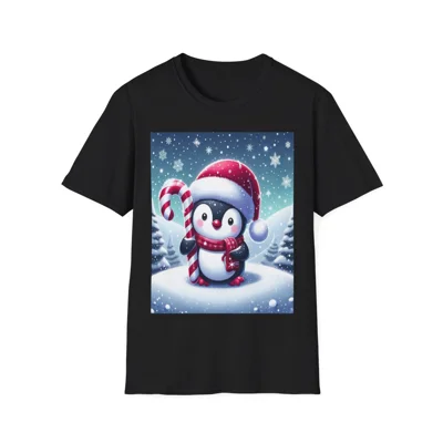 Christmas Candy Cane Penguin T-Shirt
