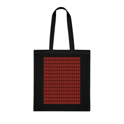 Christmas Dark Red Plaid Tartan Pattern Cotton Shopping Tote Bag