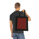Christmas Dark Red Plaid Tartan Pattern Cotton Shopping Tote Bag