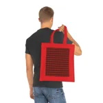 Christmas Dark Red Plaid Tartan Pattern Cotton Shopping Tote Bag