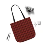 Christmas Dark Red Plaid Tartan Pattern Shoulder Tote Bag