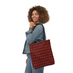 Christmas Dark Red Plaid Tartan Pattern Shoulder Tote Bag