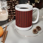Christmas Dark Red Plaid Tartan Pattern Wrap Around Coffee Mug