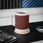 Christmas Dark Red Plaid Tartan Pattern Wrap Around Coffee Mug