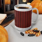 Christmas Dark Red Plaid Tartan Pattern Wrap Around Coffee Mug
