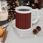 Christmas Dark Red Plaid Tartan Pattern Wrap Around Coffee Mug
