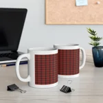 Christmas Dark Red Plaid Tartan Pattern Wrap Around Coffee Mug