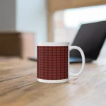 Christmas Dark Red Plaid Tartan Pattern Wrap Around Coffee Mug
