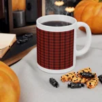 Christmas Dark Red Plaid Tartan Pattern Wrap Around Coffee Mug