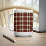 Christmas Red And Green Plaid Tartan Pattern Wrap Around Coffee Mug