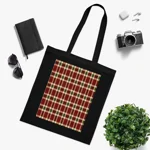 Christmas Red And Green Plaid Tartan Pattern Cotton Shopping Tote Bag