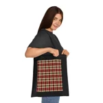 Christmas Red And Green Plaid Tartan Pattern Cotton Shopping Tote Bag
