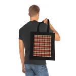 Christmas Red And Green Plaid Tartan Pattern Cotton Shopping Tote Bag