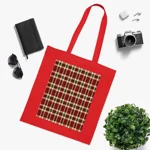 Christmas Red And Green Plaid Tartan Pattern Cotton Shopping Tote Bag