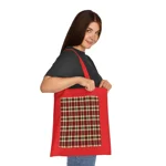 Christmas Red And Green Plaid Tartan Pattern Cotton Shopping Tote Bag
